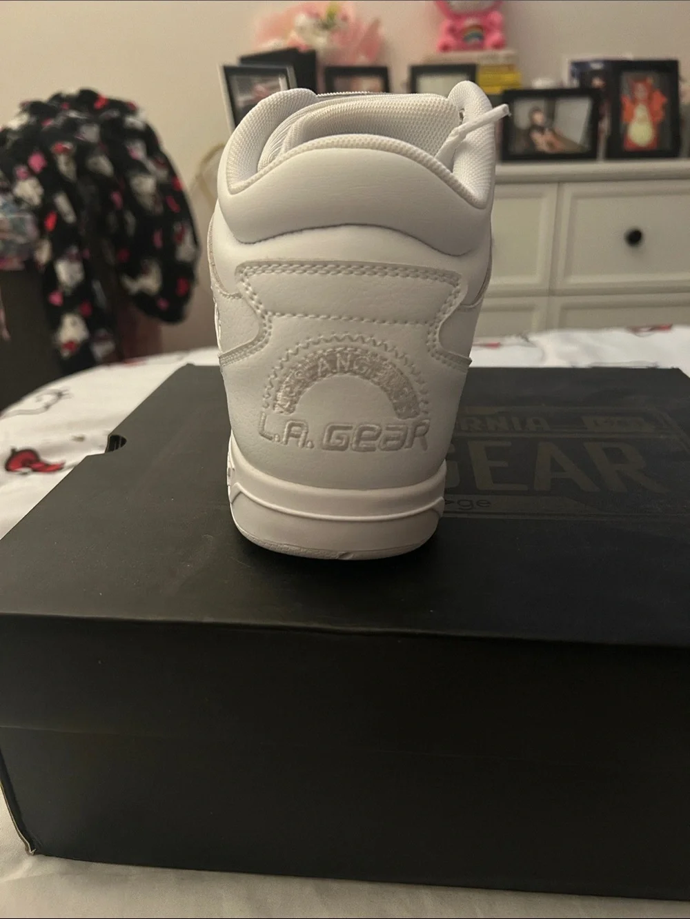 L.A. Gear All-White High-Top Sneaker with Strap